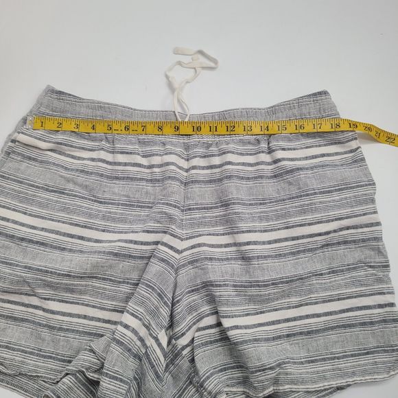 J Jill Shorts Womens XLarge Off White Grey Striped Linen Blend High Rise Pull On - Picture 6 of 10